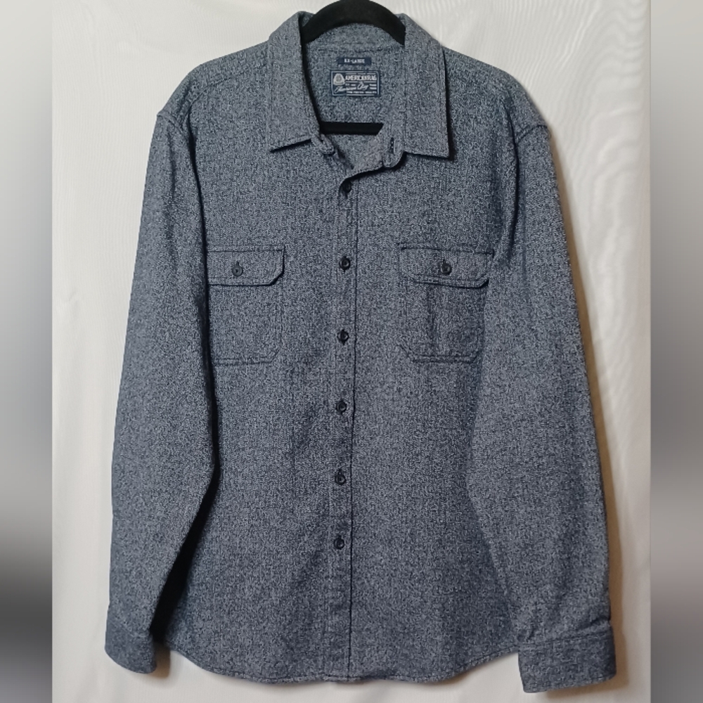 AMERICAN RAG CIE Men's  Blue Tweed Button Down Shirt.  XXL